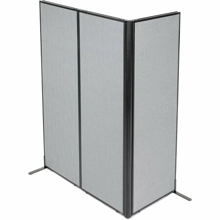 INTERION BY GLOBAL INDUSTRIAL Interion Freestanding 3-Panel Corner Room Divider, 24-1/4inW x 72inH Panels, Gray 695095GY